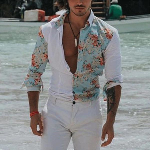 men's casual shirts for men 2021 european american printed long-sleeved shirt fashion trendy plus size mens clothing, White;black
men's casual shirts for men 2021 european american printed long-sleeved shirt fashion trendy plus size mens clothing, White;black