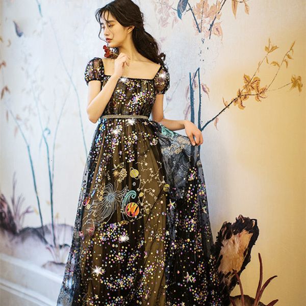 casual dresses summer women vintage elegant black mesh maxi ladies retro luxury embroidery star sequins long vestido de festa longo wvb2, Black;gray
casual dresses summer women vintage elegant black mesh maxi ladies retro luxury embroidery star sequins long vestido de festa longo wvb2, Black;gray