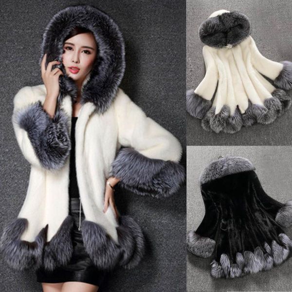 women's fur & faux winter coat loose overcoat thick warm plus size female korean plush coats outerwear casaco, Black
women's fur & faux winter coat loose overcoat thick warm plus size female korean plush coats outerwear casaco, Black