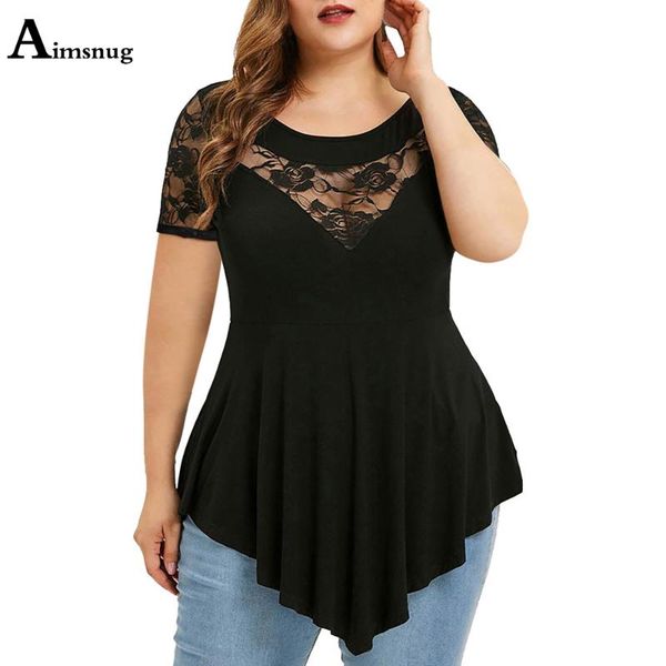 women's t-shirt plus size ladies elegant leisure casual lace patchwork clothing 2021 summer irregular tees shirt femme 5xl, White
women's t-shirt plus size ladies elegant leisure casual lace patchwork clothing 2021 summer irregular tees shirt femme 5xl, White