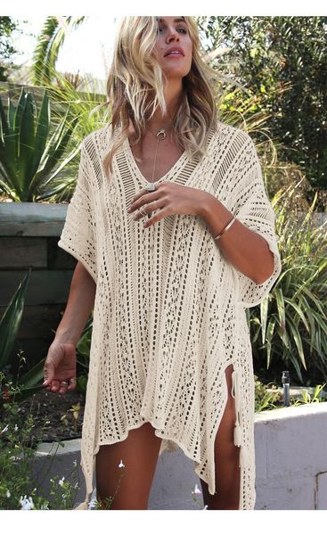 women's swimwear beach vacation hollow bikini blouse knitted sunscreen solid color swimsuit cover up, White;black
women's swimwear beach vacation hollow bikini blouse knitted sunscreen solid color swimsuit cover up, White;black