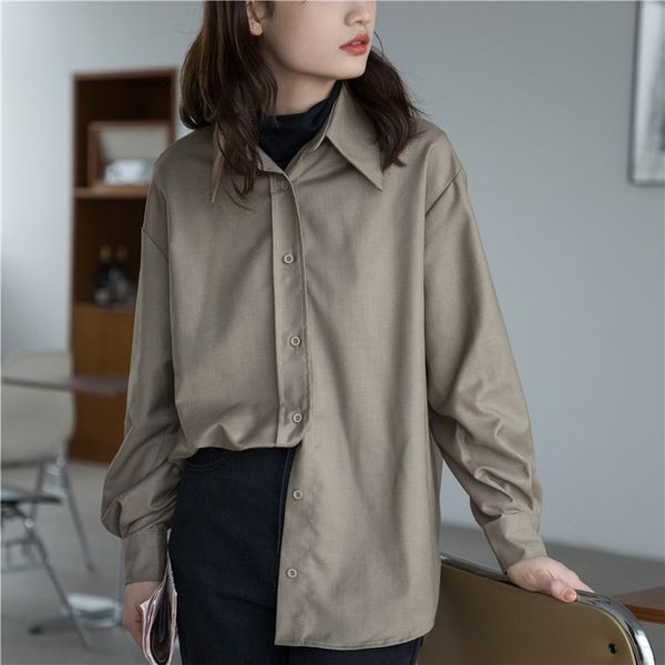 women's blouses & shirts spring ol style loose blouse elegant turn-down collar workwear female blusas femme r9rr, White