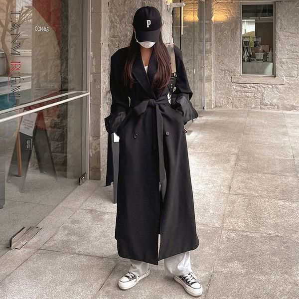 women's midi length lace-up double-breasted trench coat lapel long sleeve loose fashion spring autumn 2e1205 210507, Tan;black
women's midi length lace-up double-breasted trench coat lapel long sleeve loose fashion spring autumn 2e1205 210507, Tan;black