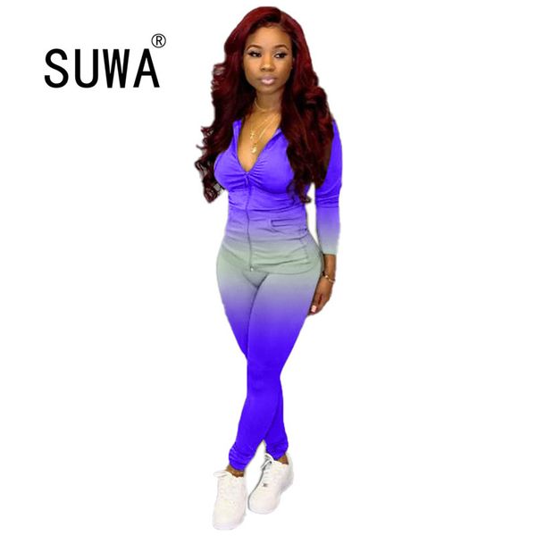 gradient print women hooded zipper up + pencil jogger pants suit active wear tracksuit two piece set fitness outfits 210525, White
gradient print women hooded zipper up + pencil jogger pants suit active wear tracksuit two piece set fitness outfits 210525, White