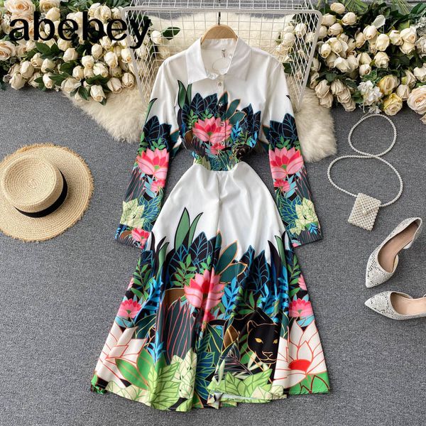 women court wind print dress retro turndown-collar puff sleeve button aline spring bohemian vacation long 210512, Black;gray
women court wind print dress retro turndown-collar puff sleeve button aline spring bohemian vacation long 210512, Black;gray