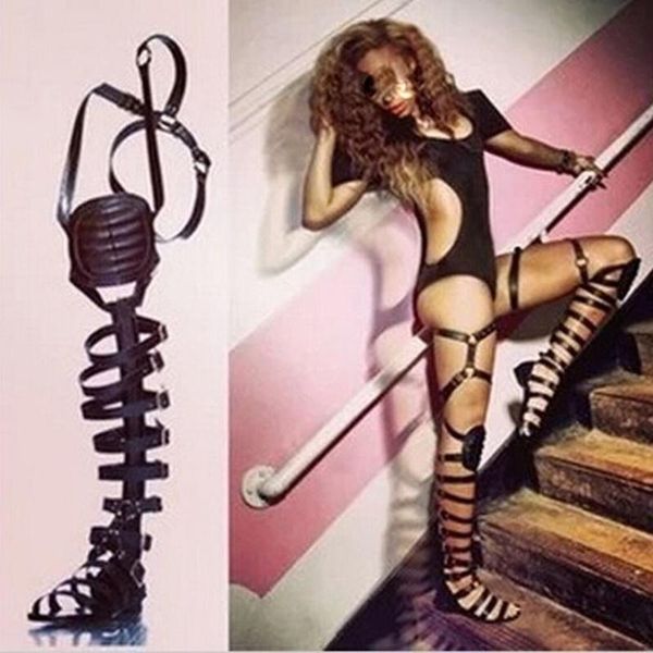 boots women cut-outs pub style buckles leather sandal brand over the knee high ladies summer knight shoes, Black
boots women cut-outs pub style buckles leather sandal brand over the knee high ladies summer knight shoes, Black