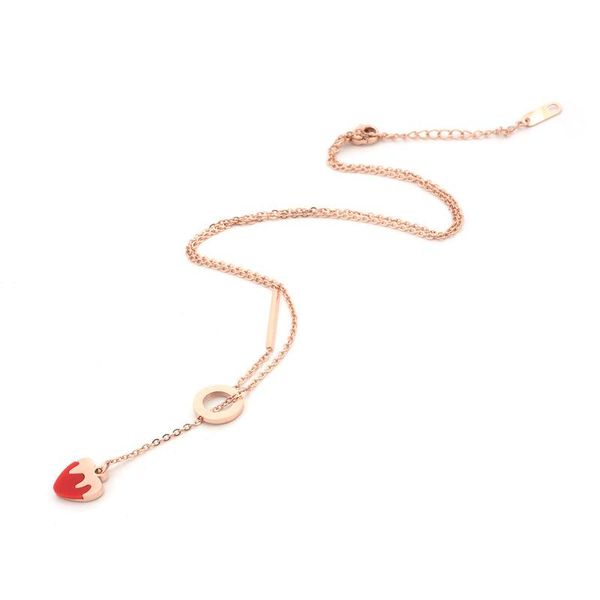 simple ncaklaces for women fashion rose gold round necklace strawberry fruit red pendant stainless steel chain jewelry necklaces, Silver
simple ncaklaces for women fashion rose gold round necklace strawberry fruit red pendant stainless steel chain jewelry necklaces, Silver
