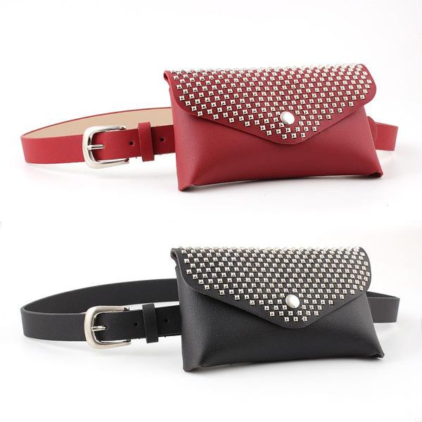 belts solid color rivets leather waist bag women hasp small mobile pouch chest pocket crossbody ladies pack, Black;brown
belts solid color rivets leather waist bag women hasp small mobile pouch chest pocket crossbody ladies pack, Black;brown