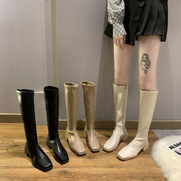 boots square toe knight women's mid-heeled long plus velvet, Black
boots square toe knight women's mid-heeled long plus velvet, Black