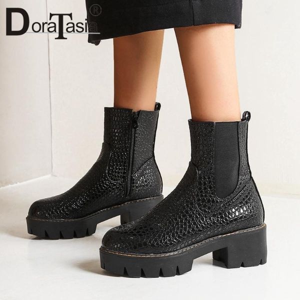 boots doratasia classic ladies fashion fretwork comfy med chunky heels women slip-on platform ankle shoes woman1, Black
boots doratasia classic ladies fashion fretwork comfy med chunky heels women slip-on platform ankle shoes woman1, Black