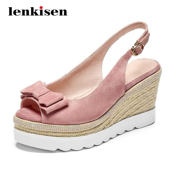 lenkisen sheep suede straw peep toe thick bottom butterfly-knot rhinestone bling wedges buckle straps high heels sandals l31, Black
lenkisen sheep suede straw peep toe thick bottom butterfly-knot rhinestone bling wedges buckle straps high heels sandals l31, Black