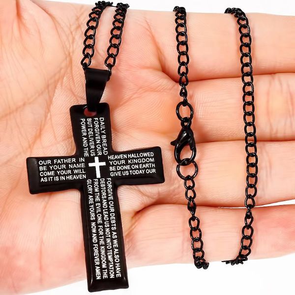 pendant necklaces black cross letter metal necklace creative jesus religious punk men's birthday gift for friends family, Silver
pendant necklaces black cross letter metal necklace creative jesus religious punk men's birthday gift for friends family, Silver