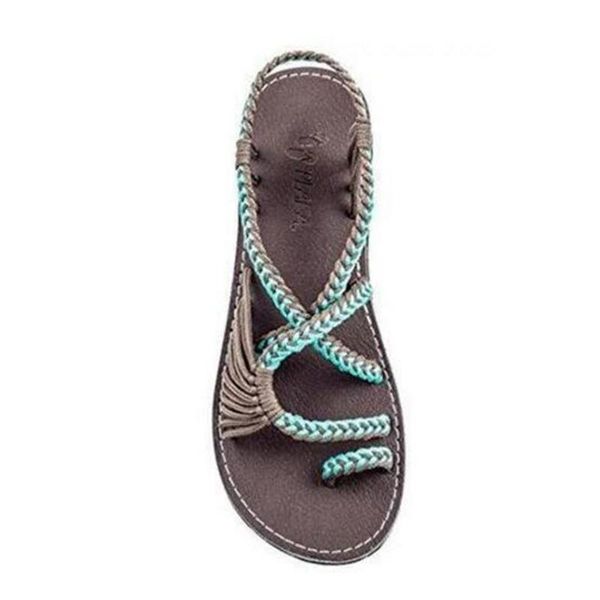 women's sandals large size rope knot summer europe the united states beach toe flat shoes, Black
women's sandals large size rope knot summer europe the united states beach toe flat shoes, Black