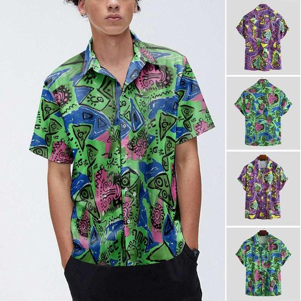 men's casual shirts incerun men printed short sleeve turn down collar shirt button floral blouse fashion streetwear, White;black
men's casual shirts incerun men printed short sleeve turn down collar shirt button floral blouse fashion streetwear, White;black