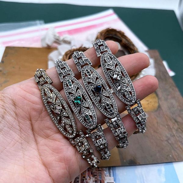 link, chain rhinestone bracelet vintage linked chains crystal jewelry for women's accessories, Black
link, chain rhinestone bracelet vintage linked chains crystal jewelry for women's accessories, Black