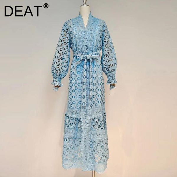 casual dresses deat woman midi dress hollow out lace v collar lantern sleeve with belt high waist elegant vintage style 2021 summer 15xf997, Black;gray
casual dresses deat woman midi dress hollow out lace v collar lantern sleeve with belt high waist elegant vintage style 2021 summer 15xf997, Black;gray