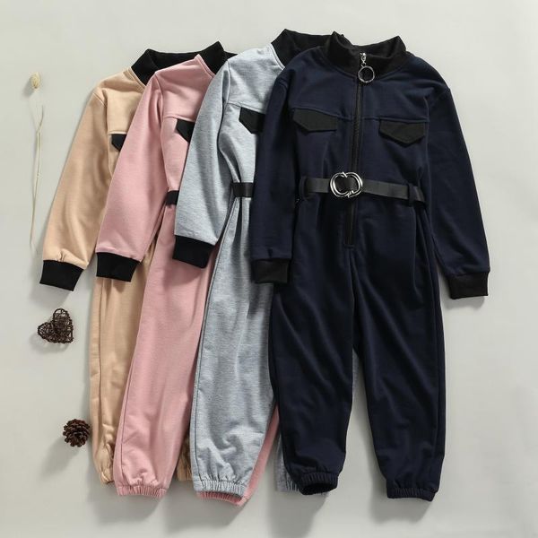 jumpsuits kids girls belt jumpsuit fashion zipper long sleeve pocket romper children casual overalls autumn clothing 4-9y, Blue
jumpsuits kids girls belt jumpsuit fashion zipper long sleeve pocket romper children casual overalls autumn clothing 4-9y, Blue