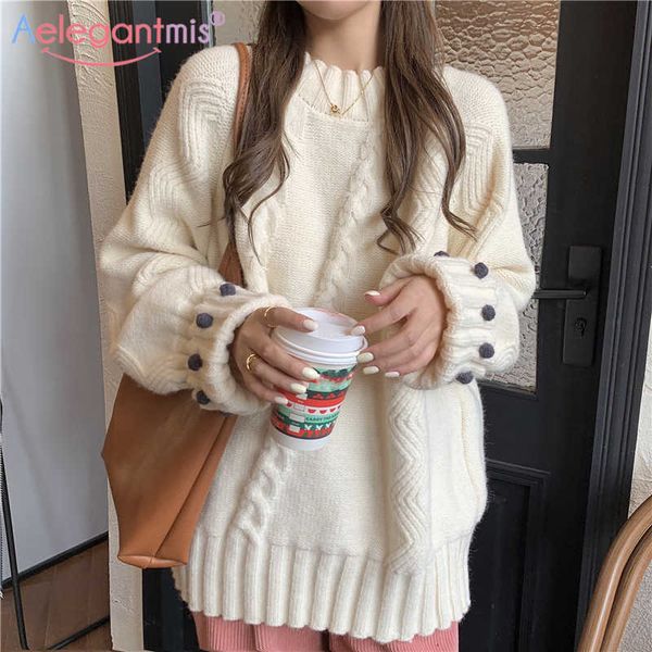 aelegantmis oversized design women vintage soft warm twisted pullover sweater korea casual female loose retro knit chic 210607, White;black
aelegantmis oversized design women vintage soft warm twisted pullover sweater korea casual female loose retro knit chic 210607, White;black