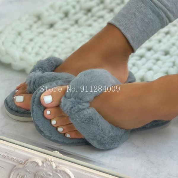 warm fluffy slippers women cozy faux fur cross indoor floor slides flat soft furry shoes ladies female celebrities flip flops, Black
warm fluffy slippers women cozy faux fur cross indoor floor slides flat soft furry shoes ladies female celebrities flip flops, Black