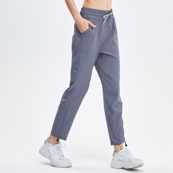 running pants women sport fabric drawstring female quick dry athletic gym fitness sweatpants with side pocket casual mujer, Black;blue