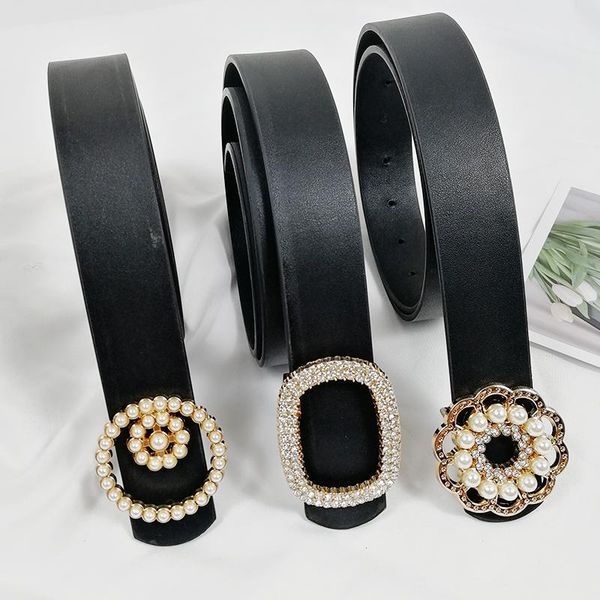 belts for women 2021 black leather belt pearl inlaid g cinturon mujer rhinestone ceinture femme ladies jeans riem, Black;brown
belts for women 2021 black leather belt pearl inlaid g cinturon mujer rhinestone ceinture femme ladies jeans riem, Black;brown