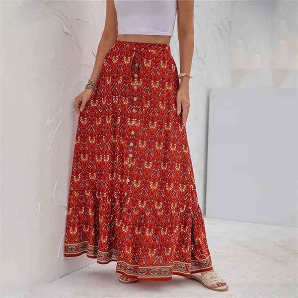 summer women print skirt casual loose high waist vintage button split fork ankle length streetwear beach ladies skirts 210603, Black
summer women print skirt casual loose high waist vintage button split fork ankle length streetwear beach ladies skirts 210603, Black