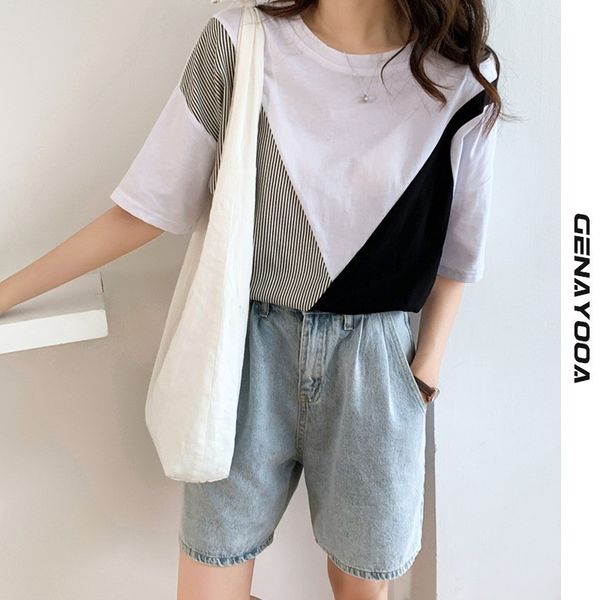 genayooa 100% cotton patchwork women's tshirt korean vintage short sleeve t-shirt harajuku streetwear tee shirt femme summer 210417, White
genayooa 100% cotton patchwork women's tshirt korean vintage short sleeve t-shirt harajuku streetwear tee shirt femme summer 210417, White