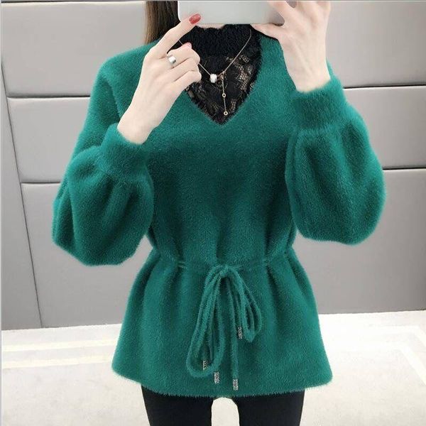 women's sweaters medium and long sweater lace knit autumn winter tie belt waist imitation mink bottom shirt, White;black
women's sweaters medium and long sweater lace knit autumn winter tie belt waist imitation mink bottom shirt, White;black