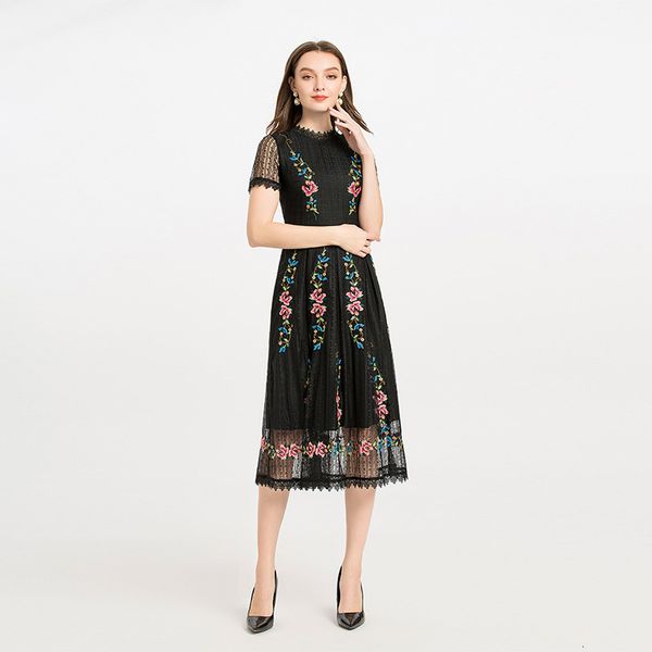 dress slim fit & flare spring summer party vintage women tulle mesh embroidery short sleeve mid-calf black dress festa, Black;gray
dress slim fit & flare spring summer party vintage women tulle mesh embroidery short sleeve mid-calf black dress festa, Black;gray