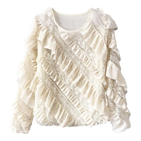 women's blouses & shirts perhaps u white black long sleeve o neck mesh ruffle lace shirt women solid runway b0446
women's blouses & shirts perhaps u white black long sleeve o neck mesh ruffle lace shirt women solid runway b0446