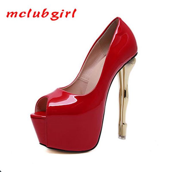dress shoes mclubgirl 2021 16cm high heel waterproof platform fish mouth women's single patent leather thin pumps, Black
dress shoes mclubgirl 2021 16cm high heel waterproof platform fish mouth women's single patent leather thin pumps, Black