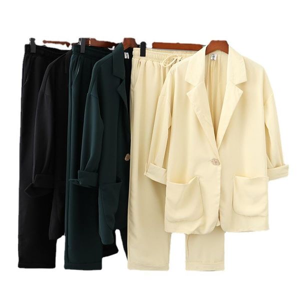 women's two piece pants 3xl-5xl spring autumn officewear suits 3/4 sleeve v-neck jackets + elastic waist straight oversized 2pcs ol set, White
women's two piece pants 3xl-5xl spring autumn officewear suits 3/4 sleeve v-neck jackets + elastic waist straight oversized 2pcs ol set, White