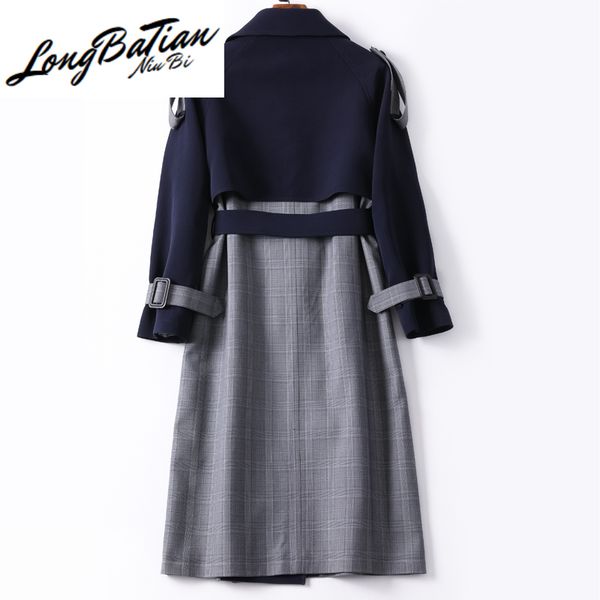 women's trench coats autumn windbreaker england style double breasted plaid stitching long coat women slim business outerwear 0c94, Tan;black
women's trench coats autumn windbreaker england style double breasted plaid stitching long coat women slim business outerwear 0c94, Tan;black
