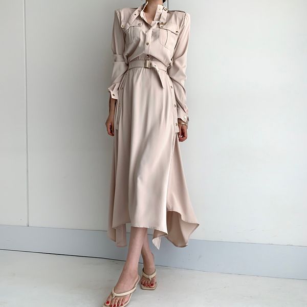 woman dress safari style long sleeve clothing spring autumn korean fashion slit dresses elegant mid-calf clothing solid, Black;gray
woman dress safari style long sleeve clothing spring autumn korean fashion slit dresses elegant mid-calf clothing solid, Black;gray