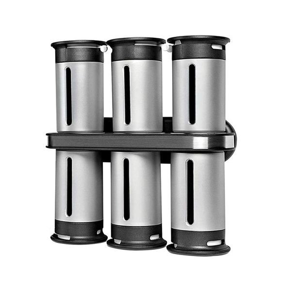 wall-hanging magnetic spice rack with 6 canisters for kitchen storage bottles & jars
wall-hanging magnetic spice rack with 6 canisters for kitchen storage bottles & jars