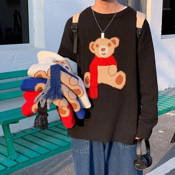 men's sweaters fall/winter warm sweater thicken loose inside knitted bottoming shirt printed 3d bear simple fashion pullover, White;black
men's sweaters fall/winter warm sweater thicken loose inside knitted bottoming shirt printed 3d bear simple fashion pullover, White;black