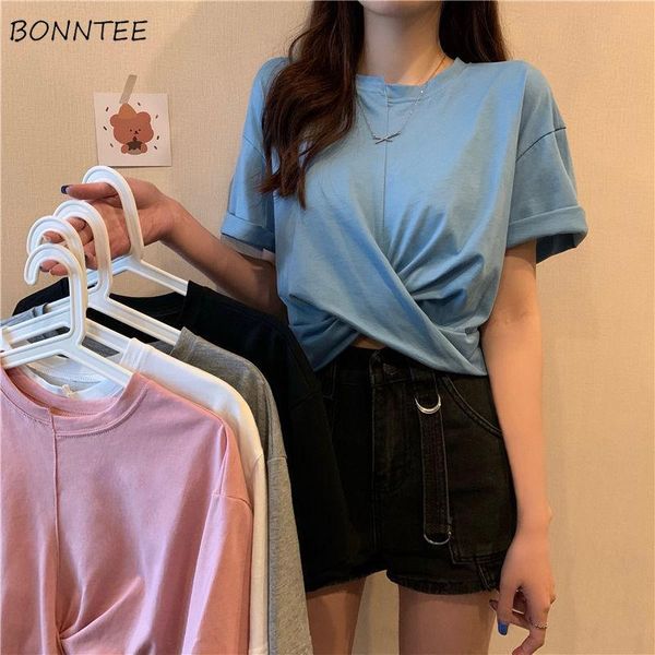 women's t-shirt short sleeve women solid fashion slim casual korean style folds irregular crossing all-match summer tees chic soft, White
women's t-shirt short sleeve women solid fashion slim casual korean style folds irregular crossing all-match summer tees chic soft, White