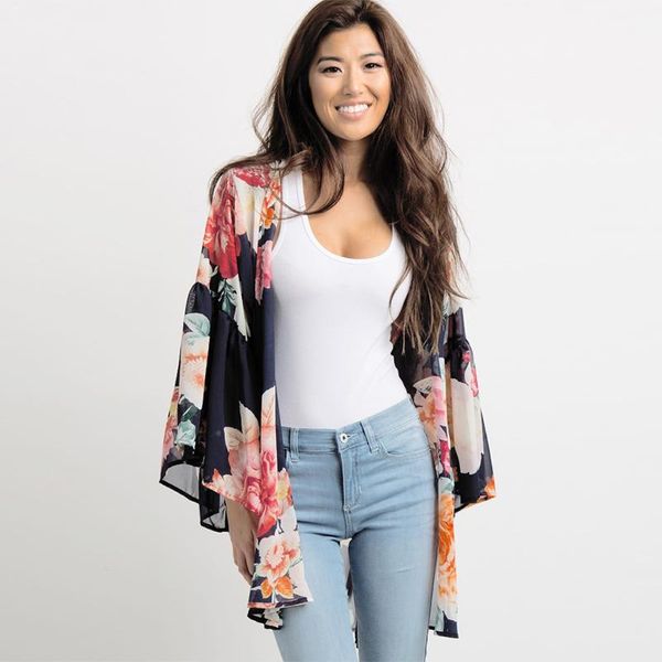 casual women chiffon kimono floral print long sleeve loose blouse plus size boho thin cardigan sun-proof beach coat women's blouses & s, White
casual women chiffon kimono floral print long sleeve loose blouse plus size boho thin cardigan sun-proof beach coat women's blouses & s, White
