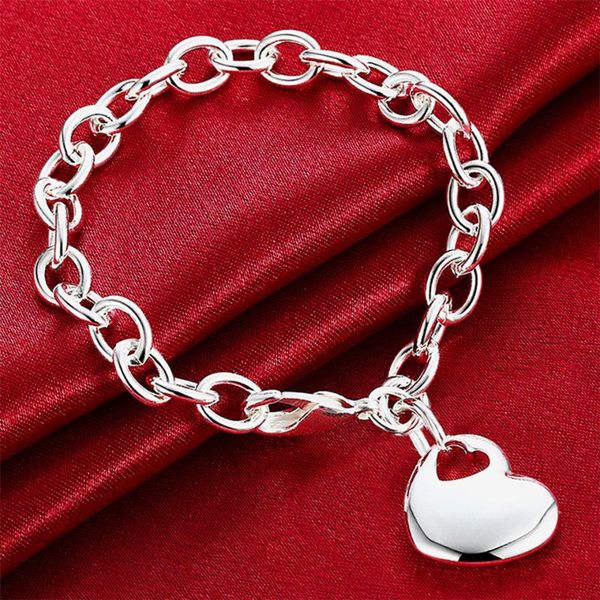 charm bracelets delicate 925 silver solid heart pendant bracelet for woman wedding engagement fashion party jewelry, Golden;silver
charm bracelets delicate 925 silver solid heart pendant bracelet for woman wedding engagement fashion party jewelry, Golden;silver