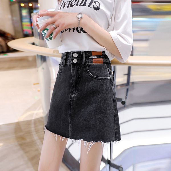summer 2021 women's denim skirt high waist anti light casual with lining and buttock, Black
summer 2021 women's denim skirt high waist anti light casual with lining and buttock, Black