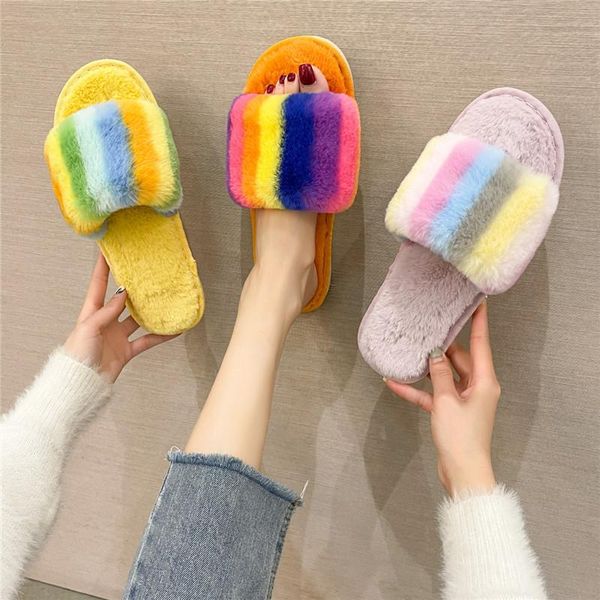 slippers cootelili fashion women winter shoes for woman home faux fur colorful flat heel rainbow size 36-41, Black
slippers cootelili fashion women winter shoes for woman home faux fur colorful flat heel rainbow size 36-41, Black