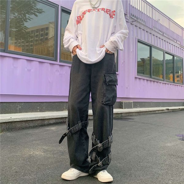 design sense spring and autumn high street floating tube loose wide leg hip fashion long pants, Blue
design sense spring and autumn high street floating tube loose wide leg hip fashion long pants, Blue