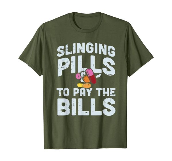 slinging pills to pay the bills t-shirt, White;black