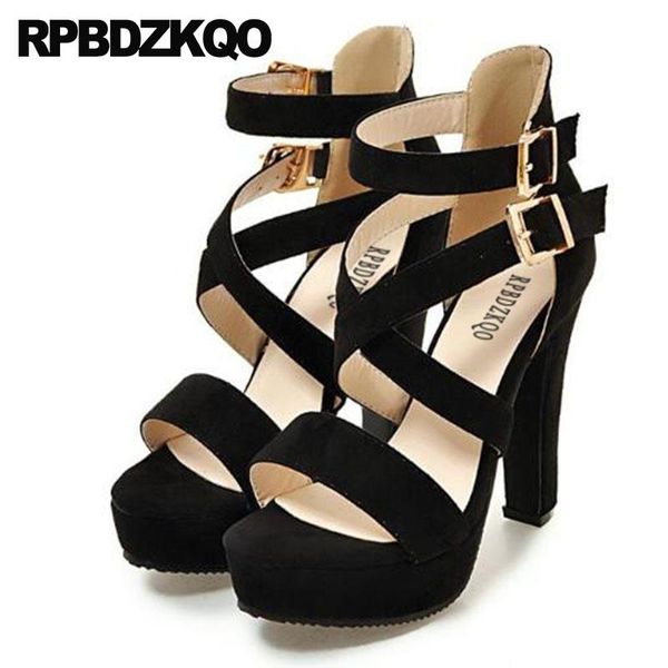 stripper 11 square vintage gladiator sandals heels ankle strap shoes high pumps fetish gothic women platform block big size, Black 
stripper 11 square vintage gladiator sandals heels ankle strap shoes high pumps fetish gothic women platform block big size, Black