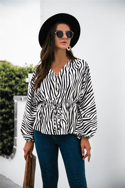 women's blouses & shirts spring autumn zebra print frawstring button long sleeve women clothing 2021 casual blusas femme y2k, White
women's blouses & shirts spring autumn zebra print frawstring button long sleeve women clothing 2021 casual blusas femme y2k, White