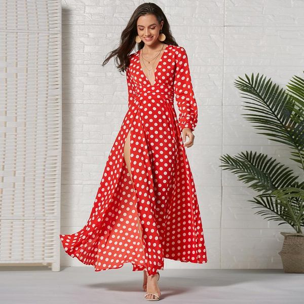 casual dresses 2021 fashion polka dot print long dress women sleeve spring summer ladies maxi high split fall female, Black;gray
casual dresses 2021 fashion polka dot print long dress women sleeve spring summer ladies maxi high split fall female, Black;gray