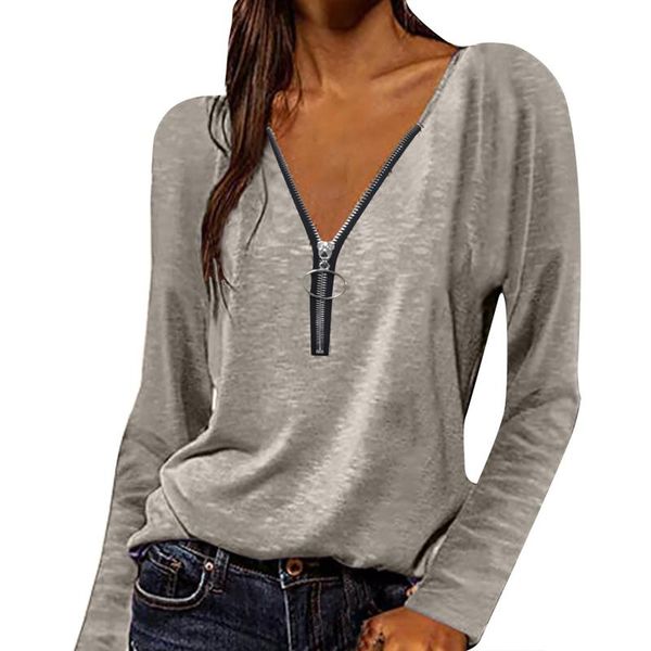 women's blouses & shirts zipper v-neck shirt woman long sleeve t-shirt autumn blouse fashion solid dot mujer blusas, White
women's blouses & shirts zipper v-neck shirt woman long sleeve t-shirt autumn blouse fashion solid dot mujer blusas, White