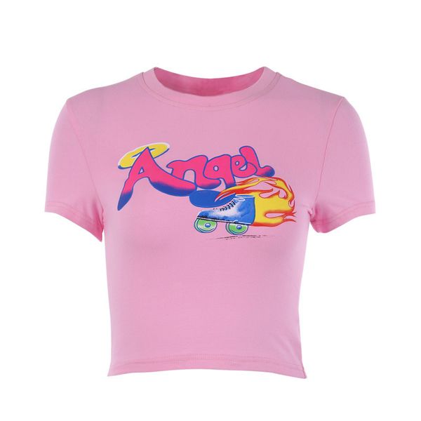 women's t-shirt short-sleeved t-shirt female summer slim short crop shirt angel girl cute print f7x4, White
women's t-shirt short-sleeved t-shirt female summer slim short crop shirt angel girl cute print f7x4, White