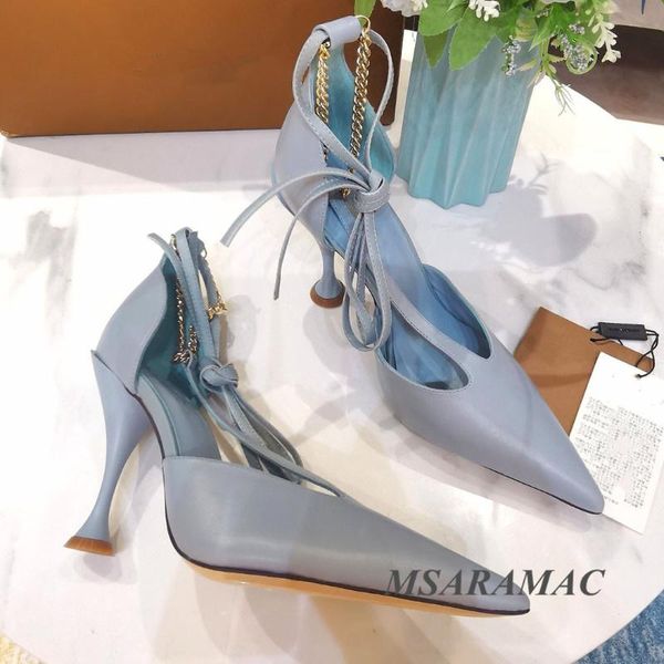 dress shoes light blue metal chain wine glass heel sandals leather pointed toe women's summer t lace-up party, Black
dress shoes light blue metal chain wine glass heel sandals leather pointed toe women's summer t lace-up party, Black