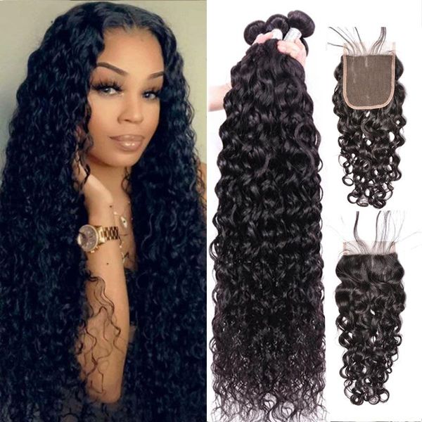 human hair bulks water wave bundles with closure maxine wet and wavy brazilian weave a, Black
human hair bulks water wave bundles with closure maxine wet and wavy brazilian weave a, Black